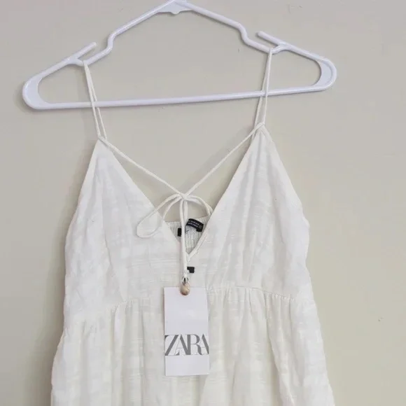 Zara White Maxi strappy slip dress M BNWT - Picture 4 of 5